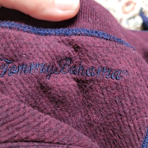 Tommy Bahama Blue and Red Reversible  Quarter Zip Pullover - Picture 2 of 5